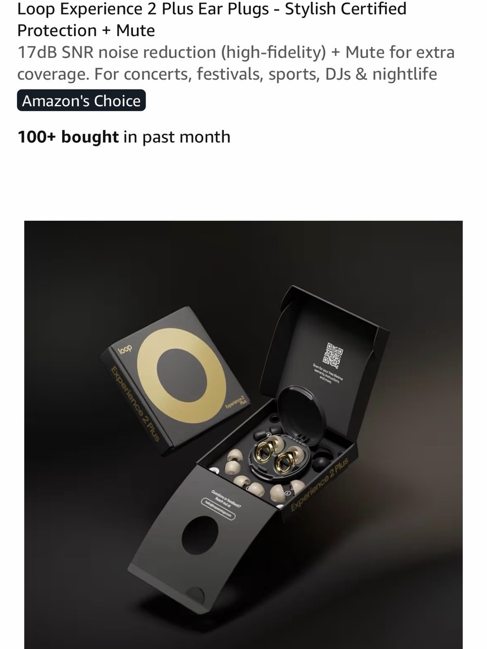 Experience 2 Plus Ear Plugs - Rose Gold, new in box